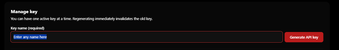 Enter an API key name