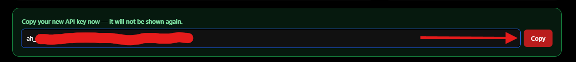 Copy the API key